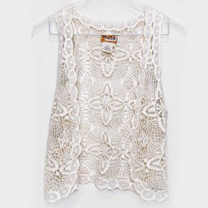 Cream Crochet Vest by Mudd